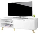 Relaxdays Lowboard, Wei&szlig;, Holzwerkstoff, 140x50x40 cm, Wohnzimmer, Wohnw&auml;nde,