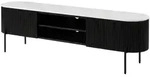 Massivmoebel24 Tv-Board, Schwarz, Holz, Echtholz,Mangoholz, 1 F&auml;cher, Oval,