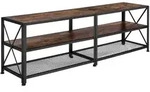 tectake Tv-Regal, Rost, Holzwerkstoff, Beton Optik, Rechteckig, 41.5x50.5x161 cm,