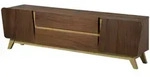 Massivmoebel24 Tv-Board, Braun, Holz, Echtholz, 2 Schubladen, 200x55x40 cm,