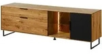 Massivmoebel24 Lowboard, Natur, Schwarz, Holz, Echtholz,Wildeiche, 1 F&auml;cher, 2