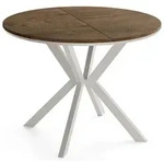 WFL Group Esstisch, Alteiche, Metall, Nachbildung, 6-Sitzer, Rund,Rund, 140x76x100