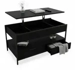 Relaxdays Couchtisch, Schwarz, Holzwerkstoff, Metall, 100x63x50 cm, Wohnzimmer,