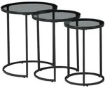 [en.casa] Satztisch, Grau, Glas, 50x58x50 cm, Wohnzimmer, Wohnzimmertische,
