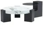 Okwish Couchtisch-Set, Schwarz, Holzwerkstoff, 61x30x61 cm, Wohnzimmer,