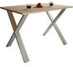 Mid.you Esstisch, Silber, Sonoma Eiche, Metall, Holzwerkstoff, rechteckig, X-Form,