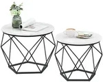 Relaxdays Couchtisch, Wei&szlig;, Holzwerkstoff, Metall, 40x50x40 cm, Wohnzimmer,