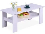 Relaxdays Couchtisch, Wei&szlig;, Holzwerkstoff, 100x43.5x50 cm, Wohnzimmer,
