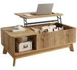Okwish Couchtisch, Natur, Holzwerkstoff, 48x50x95 cm, Wohnzimmer,...