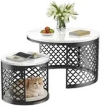 Stilvora Couchtisch, Schwarz, Metall, Rund,Rund, 70x45x70 cm, Wohnzimmer,