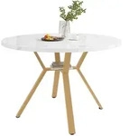 Okwish Esstisch, Wei&szlig;, Holzwerkstoff, 100x75x100 cm, Esszimmer, Tische,...