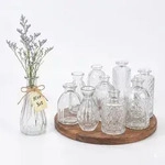Relaxdays Vasen, Transparent, Glas, Vintage, Rund, 14.5 cm, Dekoration, Vasen,