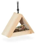 Relaxdays Vogelfutterhaus, Hellbraun, Holz, Metall, 23.5x16x12 cm, Gartenzubeh&ouml;r,