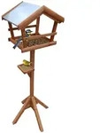 Relaxdays Vogelfutterhaus, Orange, Holz, Metall, 36x121x30 cm, Gartenzubeh&ouml;r,
