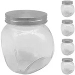 Relaxdays Bonbonglas, Transparent, Glas, Metall, Kunststoff, 11.5x12.5x9 cm,
