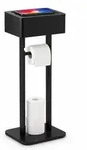 Relaxdays Toilettenpapierhalter, Schwarz, Holzwerkstoff, 25x64.5x20 cm,