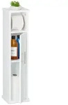 Relaxdays Toilettenpapierhalter, Wei&szlig;, Holzwerkstoff, Holz, Metall, 18.5x77x17.5 cm,