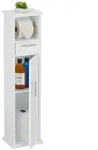 Relaxdays Wc-Schrank, Wei&szlig;, Holzwerkstoff, Holz, Metall, 22x87.5x17.5 cm,