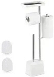 Relaxdays Toilettengarnitur, Wei&szlig;, Metall, Kunststoff, 29x65.5x11 cm, Badezimmer, WC