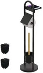 Relaxdays Wc-Garnitur, Schwarz, Metall, Kunststoff, Holz, 21.5x79x21.5 cm,