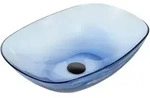Beliani Aufsatzwaschbecken, Transparent, Blau, Keramik, Oval, 54x15x36 cm,