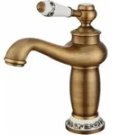 Waschtischarmatur, Bronze, Metall, 12x20x13.5 cm, Badezimmer, Waschbecken &