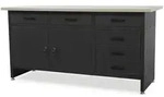 Jan Nowak Werkbank, Schwarz, Metall, Rechteckig, 170x85x60 cm, Freizeit,...