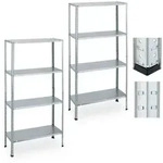 Relaxdays Schwerlastregal, Silber, Metall, Kunststoff, 75.5x147.5x30.5 cm, Freizeit,
