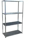 Relaxdays Schwerlastregal, Silber, Metall, Kunststoff, 75x145x30 cm, Freizeit,
