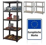 Relaxdays Schwerlastregal, Schwarz, Metall, Holzwerkstoff, Kunststoff, 80x200x60 cm,