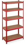 Relaxdays Schwerlastregal, Rot, Metall, Holzwerkstoff, Kunststoff, 90x180x45 cm,