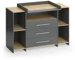 Vicco Wickelkommode, Anthrazit, Eiche, Holzwerkstoff, 5 F&auml;cher, 3 Schubladen,