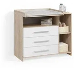 Livinity&reg; Wickelkommode, Wei&szlig;, Sonoma Eiche, Holzwerkstoff, 7 F&auml;cher, 3