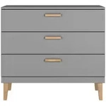Petits-meubles Wickelkommode, Grau, Holzwerkstoff, 3 Schubladen, Rechteckig,