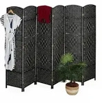 Relaxdays Paravent, Schwarz, Papier, Holz, 240x170x2 cm,