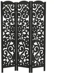 Ml-Design Paravent, Schwarz, Holz, Echtholz,Paulownia, Rechteckig, 121x172x2 cm,