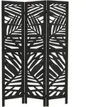Ml-Design Paravent, Schwarz, Holz, Echtholz,Paulownia, Rechteckig, 121x170x2 cm,