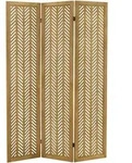 Ml-Design Paravent, Braun, Holz, Echtholz,Paulownia, Rechteckig, 121x170x2 cm,