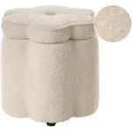 Beliani Pouf, Creme, Wei&szlig;, Schwarz, Gelb, Textil, Sechseckig, 40x38x40 cm,