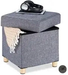 Relaxdays Sitzhocker, Grau, Holzwerkstoff, Textil, 38x40x38 cm, Wohnzimmer,...