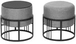 [en.casa] Hocker-Set, Hellgrau, Metall, Rund, 38x38x38 cm, Wohnzimmer, Hocker,
