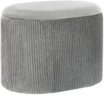 Beliani Pouf, Grau, Textil, 1-Sitzer, Oval, 55x41x35 cm, Wohnzimmer, Hocker,...
