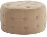 Beliani Pouf, Beige, Textil, 1-Sitzer, Rund, 55x30x55 cm, Wohnzimmer, Hocker,...
