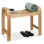 Relaxdays Badhocker, Hellbraun, Holz, 65x54x33 cm, Badezimmer