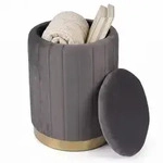 Relaxdays Hocker, Anthrazit, Textil, Holzwerkstoff, 32x42x32 cm, Wohnzimmer, Hocker,