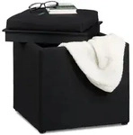 Relaxdays Sitzhocker, Schwarz, Holzwerkstoff, Textil, 40.5x42x40.5 cm,...