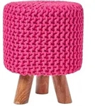 Homescapes Strick-Hocker, Pink, Textil, Uni, Rund, 32x42x32 cm, Wohnzimmer,...