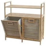 MCW Badezimmerschrank, Braun, Textil, Bambus, 81x88x33 cm, Ordnen & Aufbewahren,