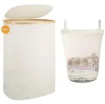 W&auml;schekorb, Wei&szlig;, Naturmaterialien, 32.5x56x44 cm, Ordnen & Aufbewahren,