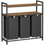 Mid.you W&auml;schekorb, Braun, Schwarz, Holzwerkstoff, Metall, 92.5x92x33 cm,...